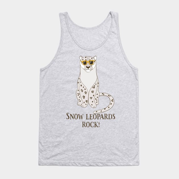 Snow Leopards Rock, Fun Cute Snow Leopard Love Tank Top by Dreamy Panda Designs